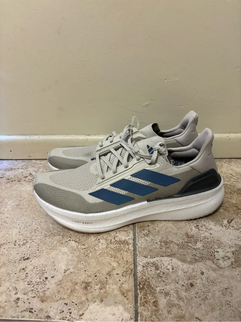 Adidas Ultraboost 5x Running Shoes Light Cream Blue Grey Men’s Sz 14 JH9037